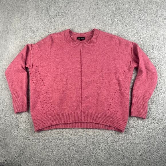 Topshop Sweaters - Topshop Women's 6 Pink Acrylic Polyester Elastane Crew Neck Long Sleeve Sweater